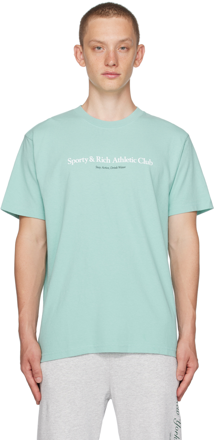 Sporty And Rich Blue Athletic Club T-shirt In Aqua/white