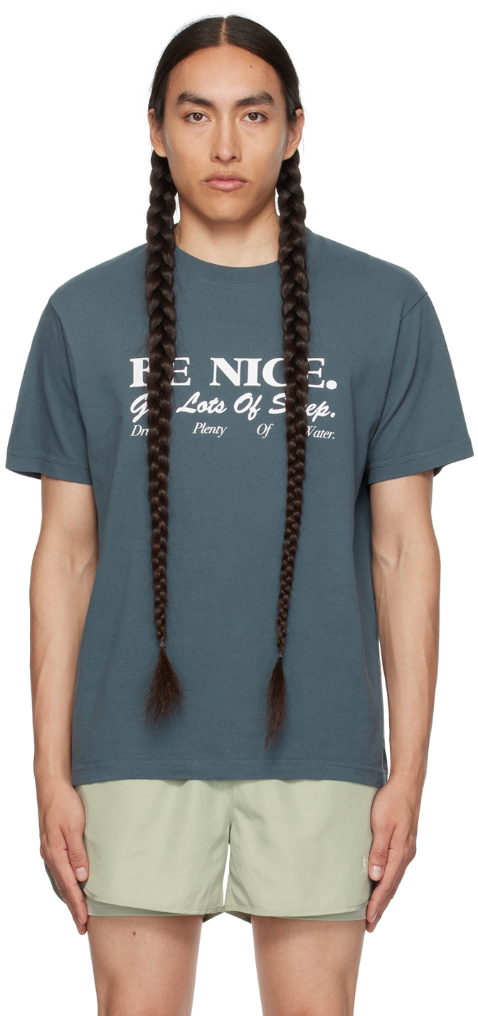 Sporty & Rich SSENSE Exclusive Blue 'Be Nice' T-Shirt