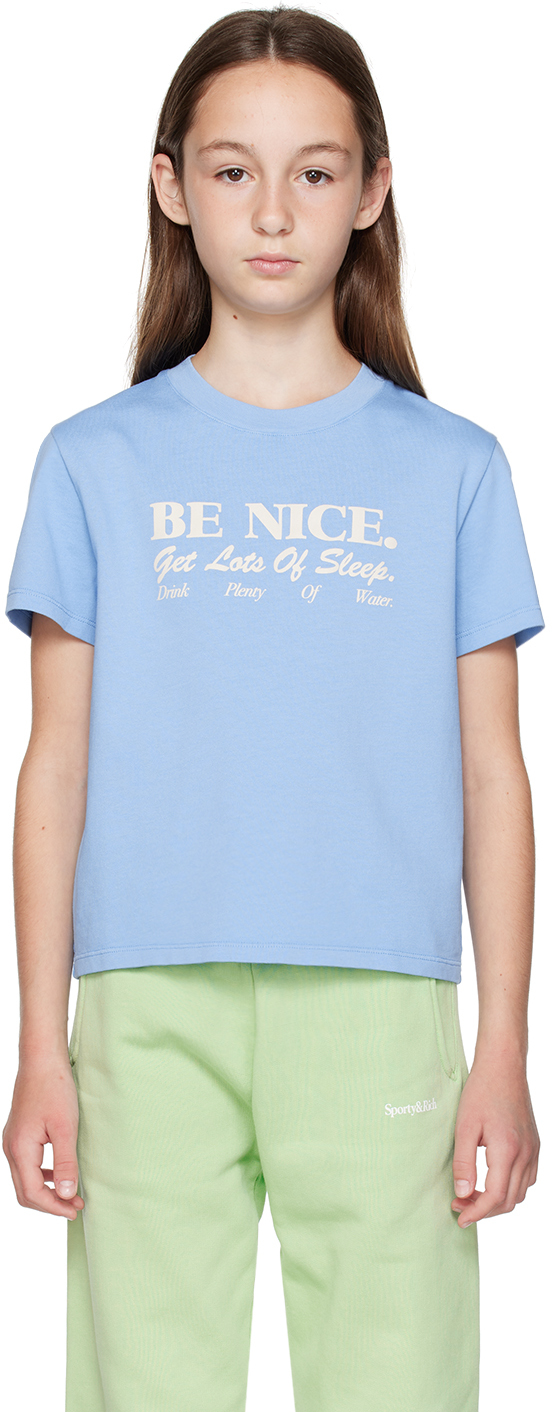 Sporty And Rich Kids Blue 'be Nice' T-shirt In Periwinkle/cream