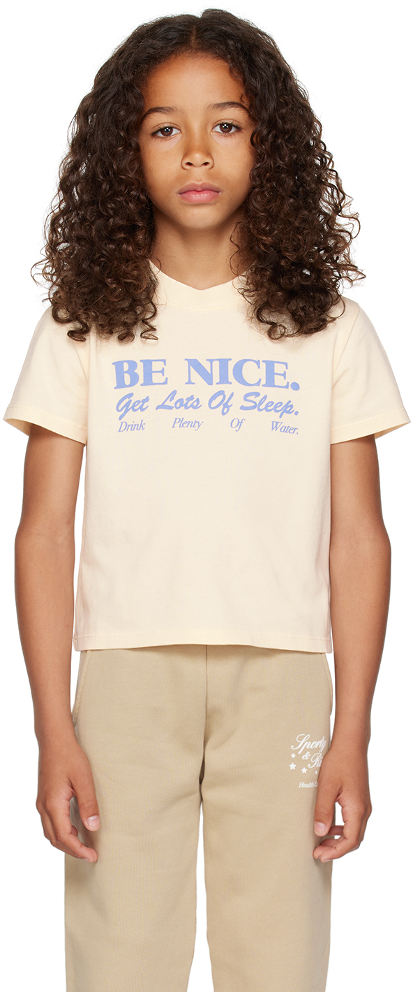 Sporty And Rich Kids' Be Nice Logo-print Cotton-jersey T-shirt 2-12 Years In Cream