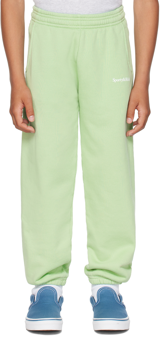Shop Sporty And Rich Kids Green Printed Lounge Pants In Sage/white