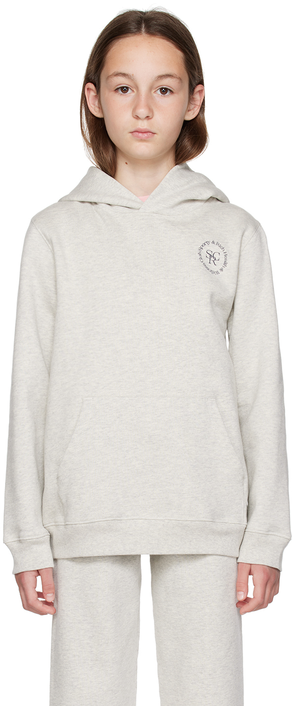 Sporty And Rich Kids Gray Printed Hoodie In Heather Gray/navy