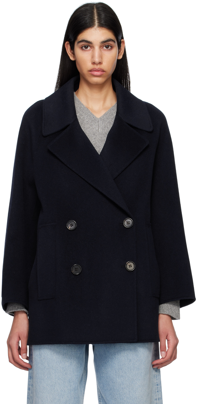 s Max Mara Navy Double breasted Peacoat In Dark Blue ModeSens