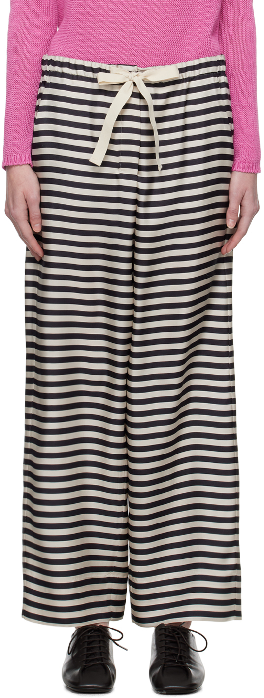 Shop 's Max Mara Off-white & Black Tempera Lounge Pants In 001 Ecru