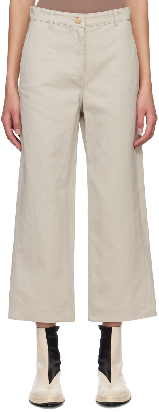Shop 's Max Mara Beige Sospiro Trousers In 001 Ecru