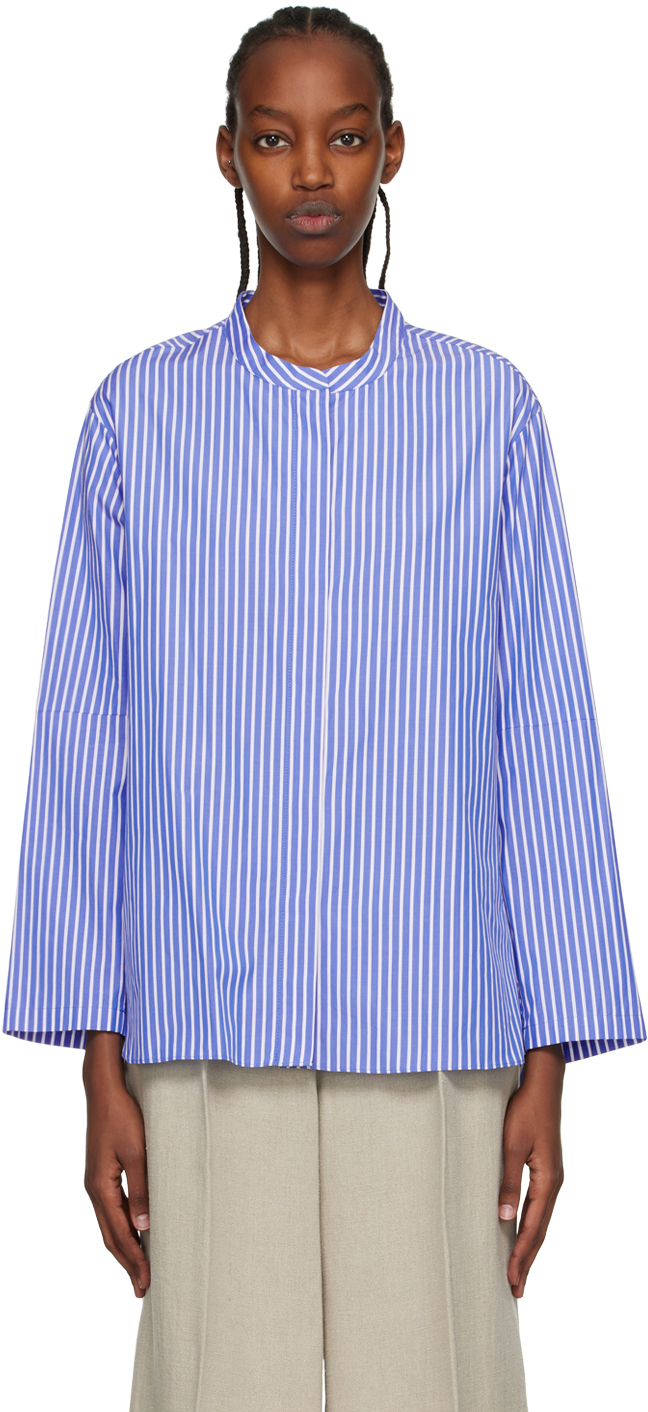 's Max Mara Linda Striped Poplin Shirt In Light Blue