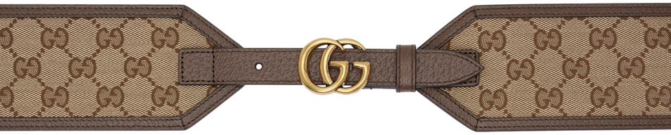 GG Marmont wide belt in beige and ebony Supreme