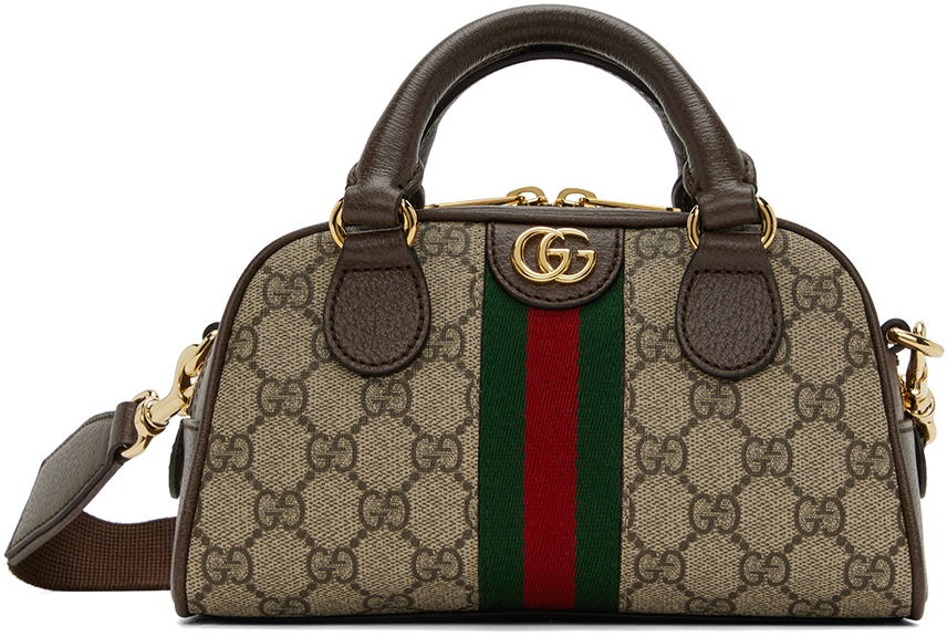 Gucci Beige & Brown Mini Ophidia GG Bag
