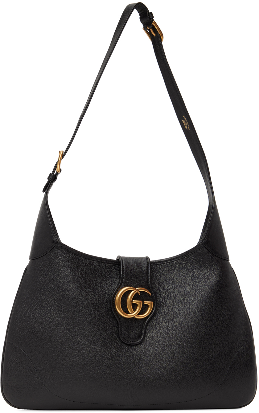 Gucci Gg Aphrodite Large Leather Shoulder Bag In Black