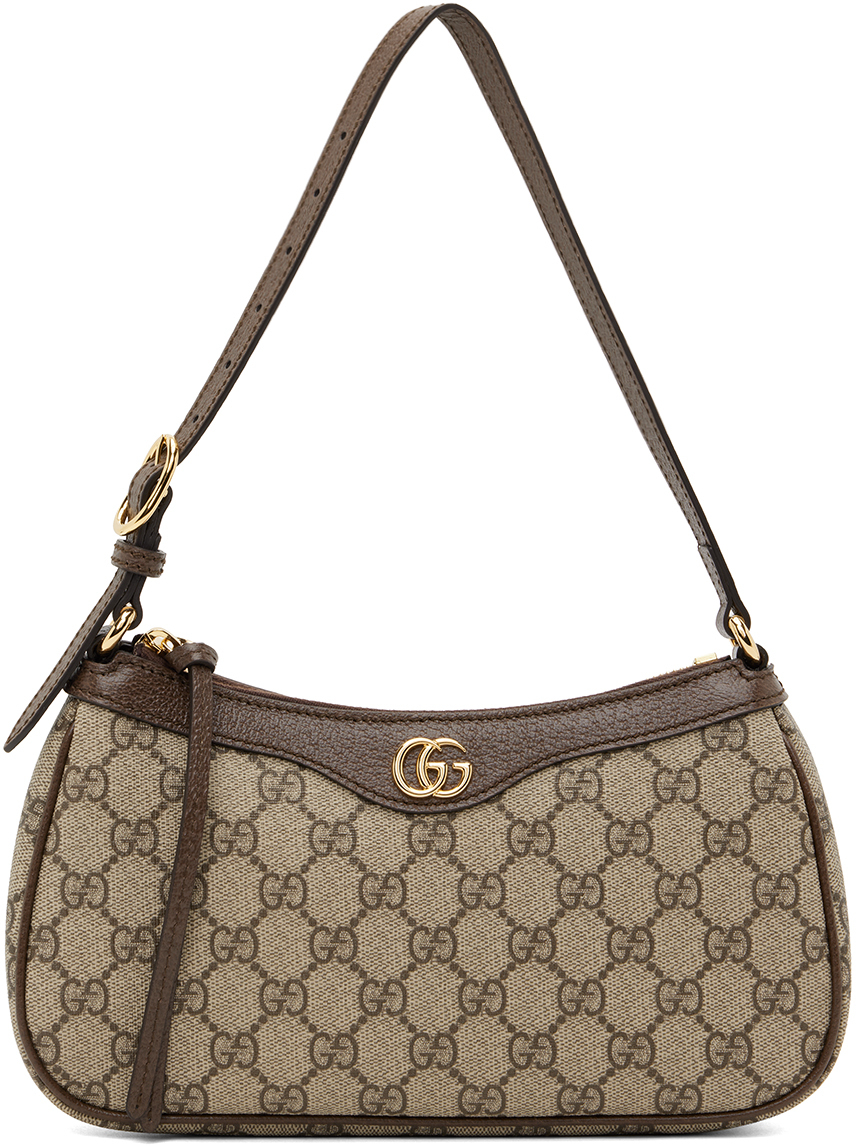 Gucci Ophidia Small Gg Supreme Shoulder Bag In Brown