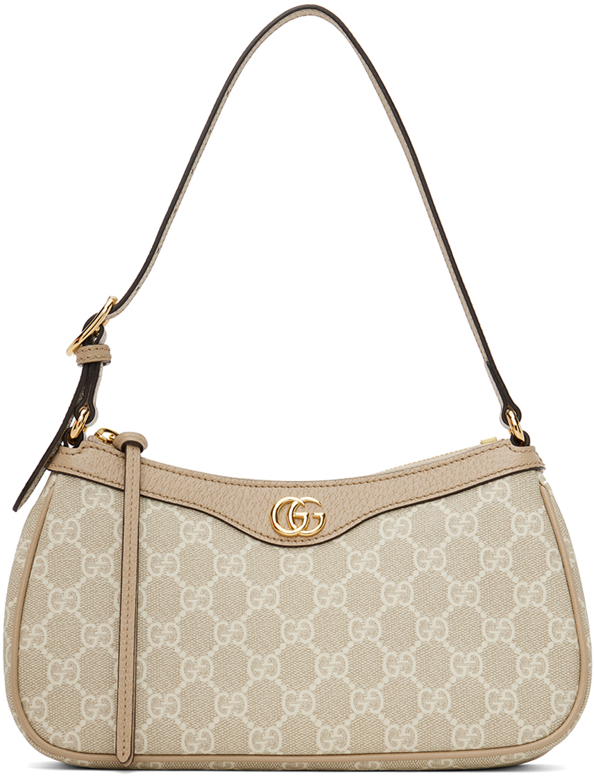 Gucci: Beige Small Double G Ophidia Shoulder Bag | SSENSE