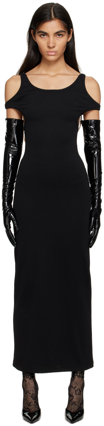 Gucci Cotton Ribbon Jersey Maxi Dress In Black