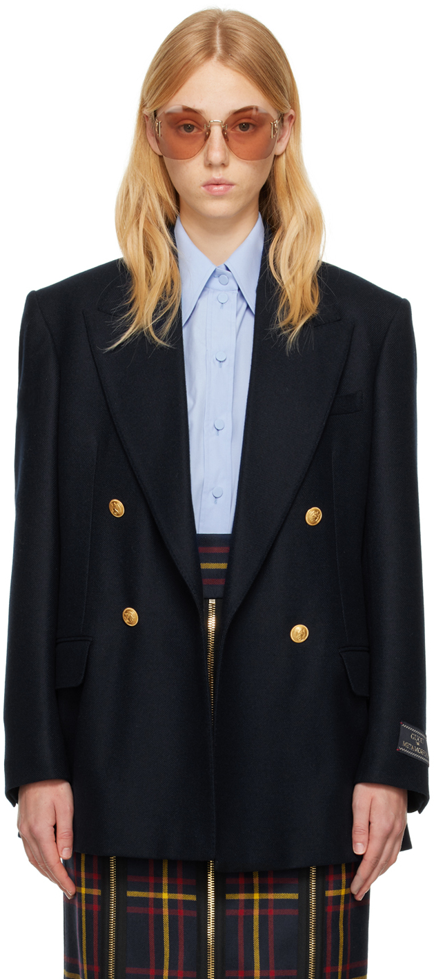 Gucci Navy Double-Breasted Blazer