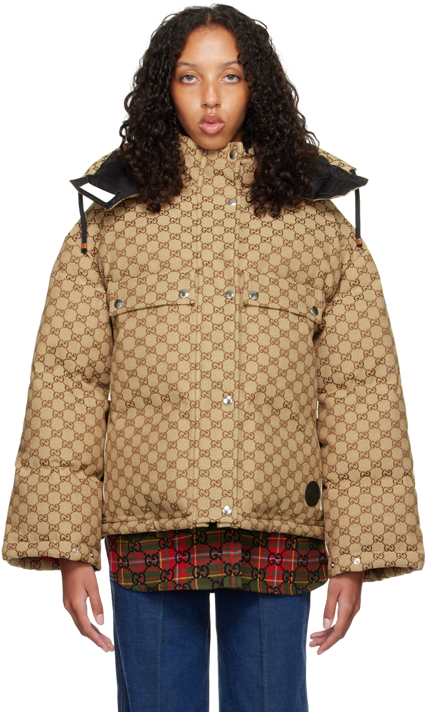 Gucci: Beige GG Down Jacket | SSENSE