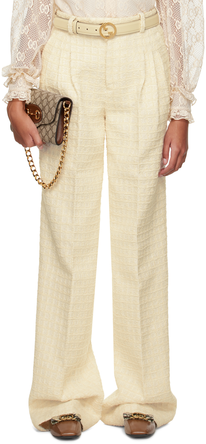 Gucci Off-White Pleated Trousers