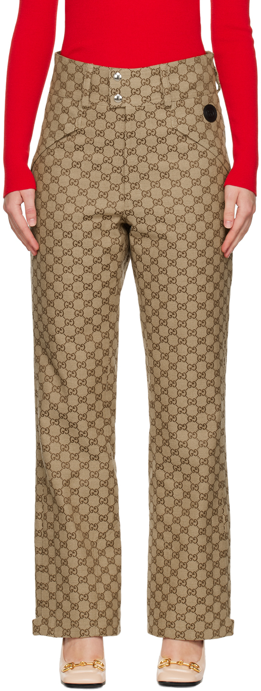 Mens Gucci neutrals Cotton Web-Stripe Trousers | Harrods UK