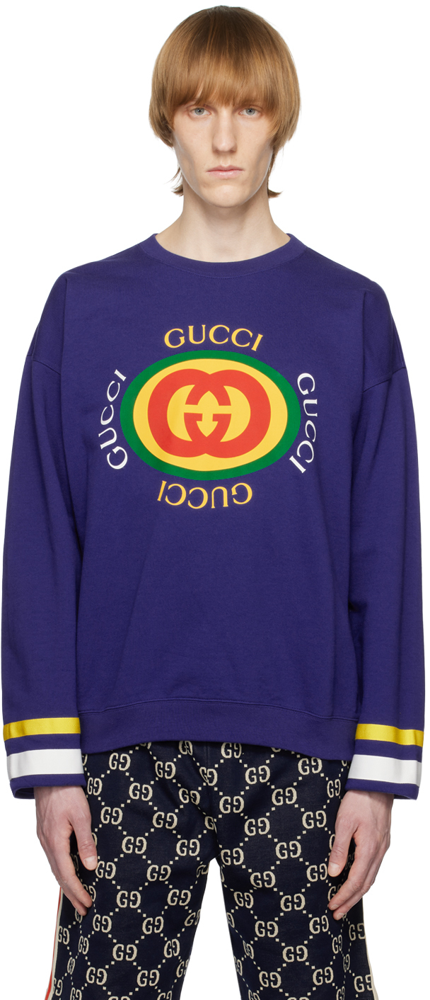 Gucci Cotton Jersey Sweatshirt In Blue