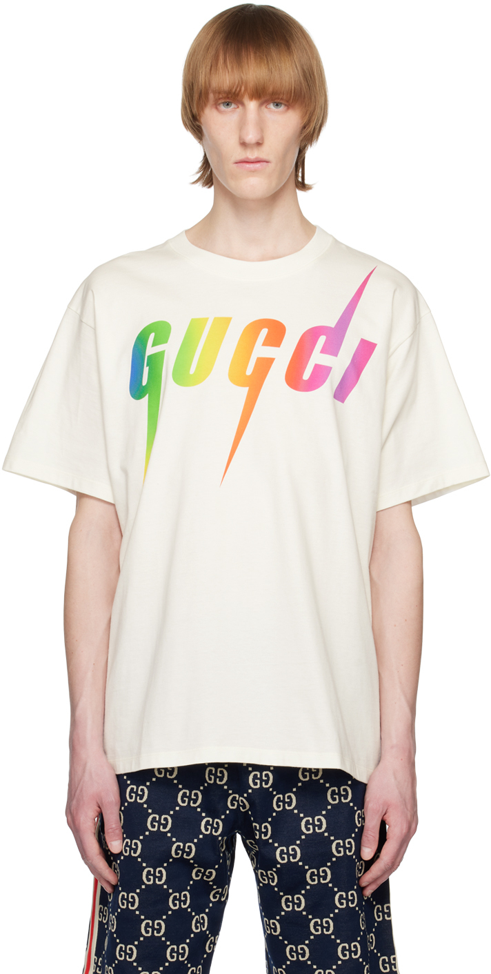 Gucci: Off-White Printed T-Shirt | SSENSE Canada