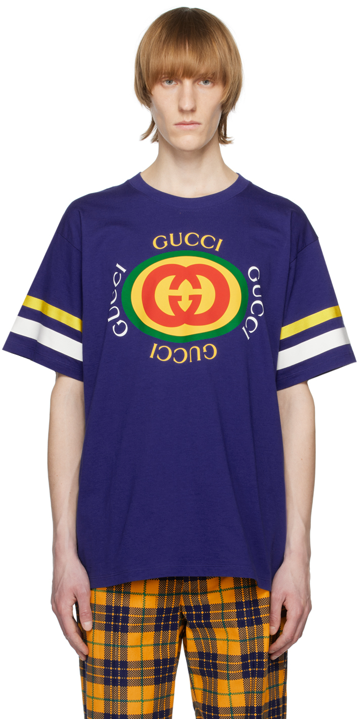Gucci: Navy Printed T-Shirt | SSENSE