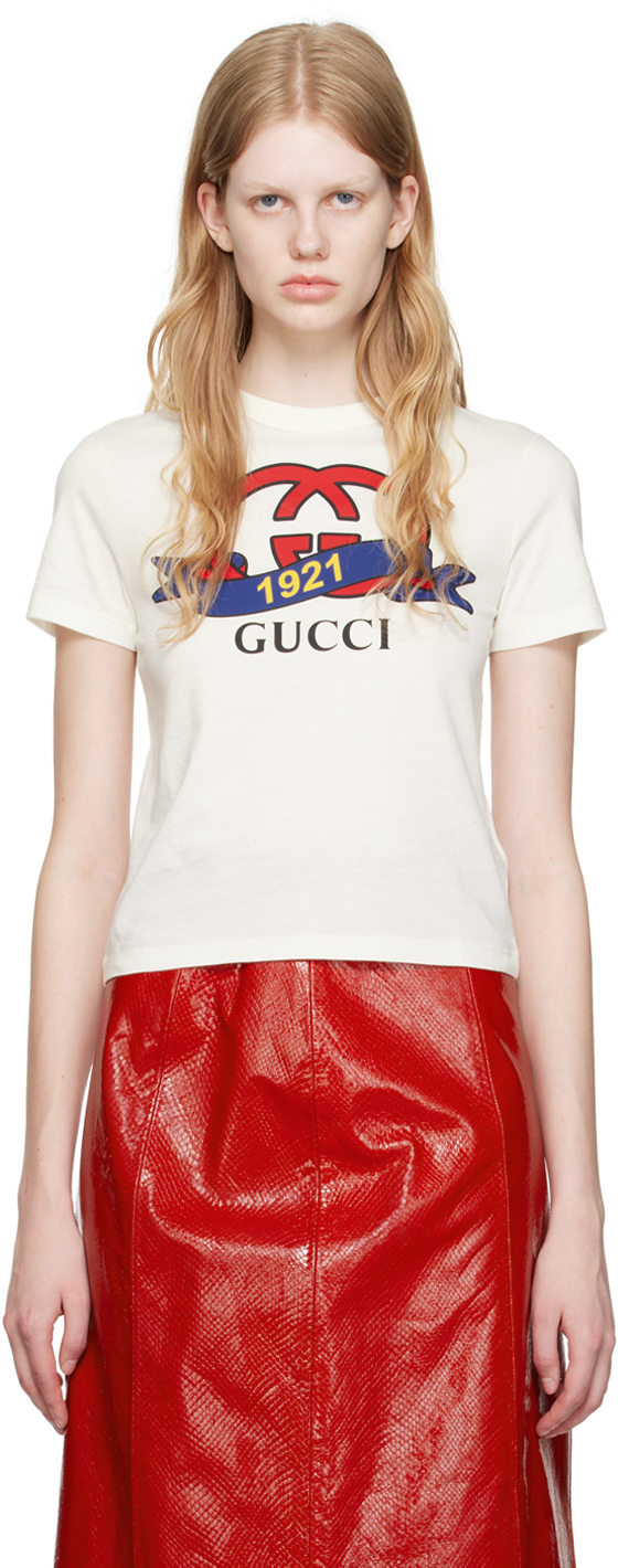 Gucci, Interlocking G Printed Cotton T-Shirt, Women, White, S, Tops