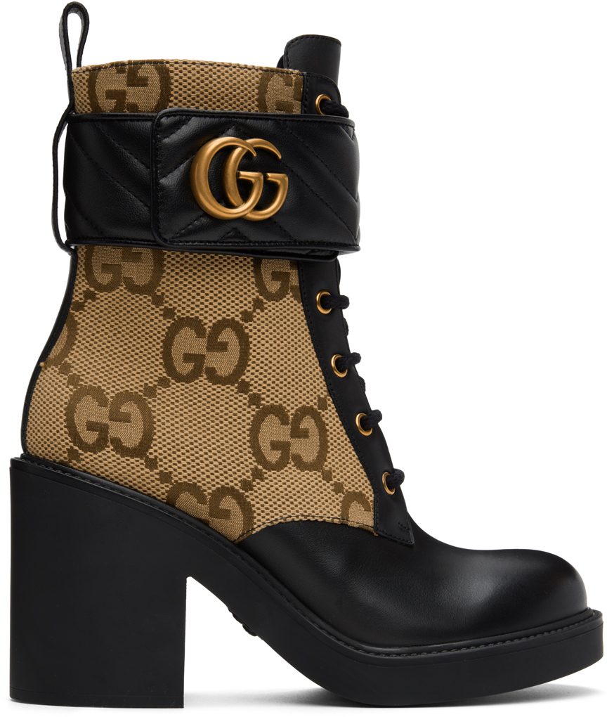 Gucci: Beige & Black Ankle Boots SSENSE