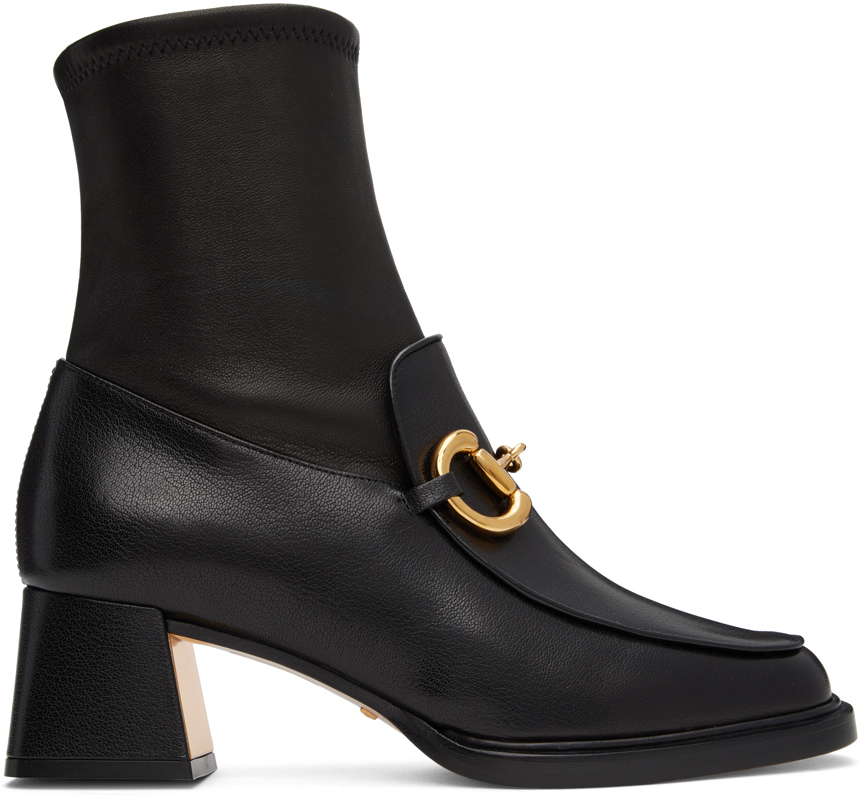 Gucci Black Horsebit Boots In 1000 Nero/nero/nero