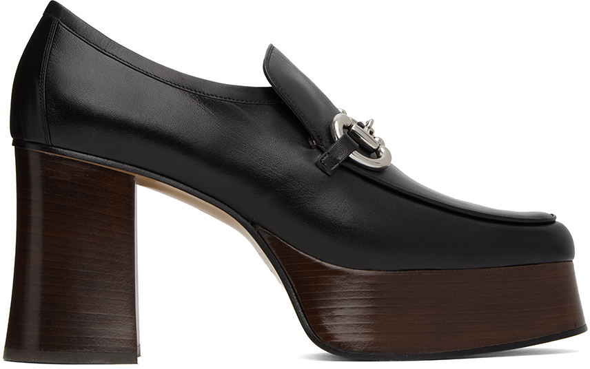 Gucci: Black Horsebit Platform Loafers | SSENSE