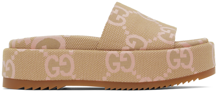 Gucci Women's Jumbo Gg Platform Slide Sandal In Pink