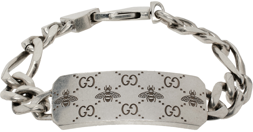 Gucci Silver GG & Bee Bracelet
