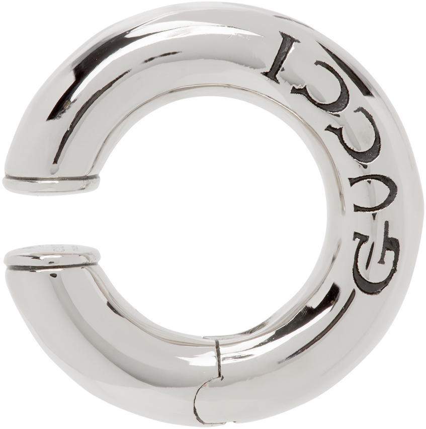 Gucci: Silver Engraved Single Ear Cuff | SSENSE