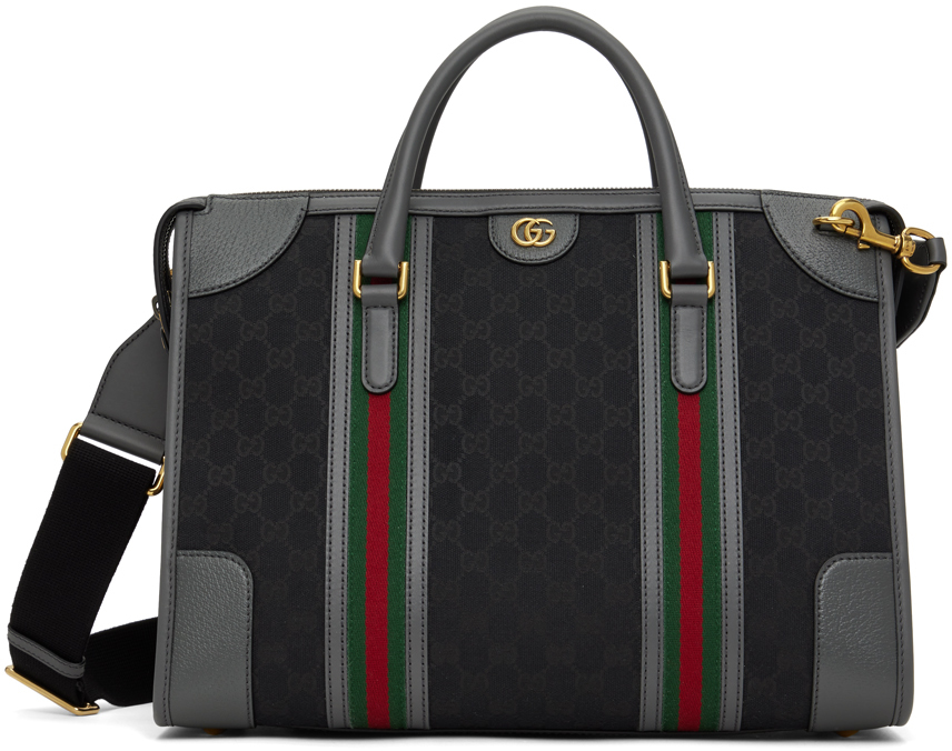 GUCCI BLACK & grey BAULETTO DUFFLE BAG