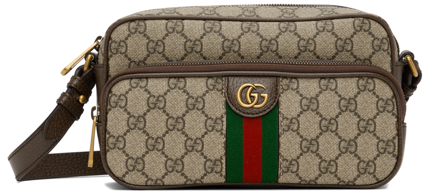Gucci Beige & Brown Small Ophidia Messenger Bag