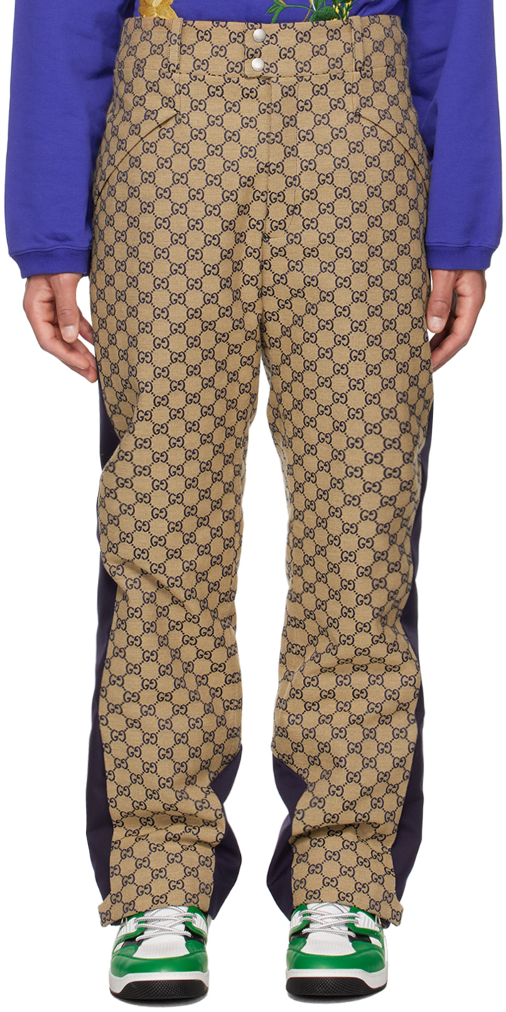 Gucci Beige & Navy GG Trousers