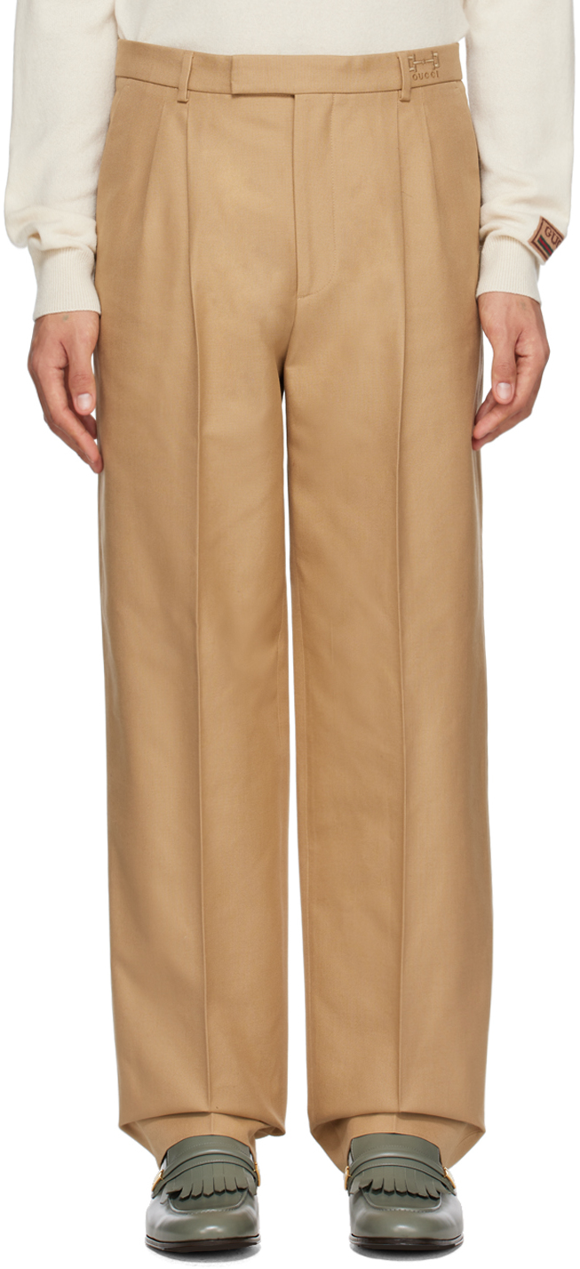 GUCCI BROWN PLEATED TROUSERS