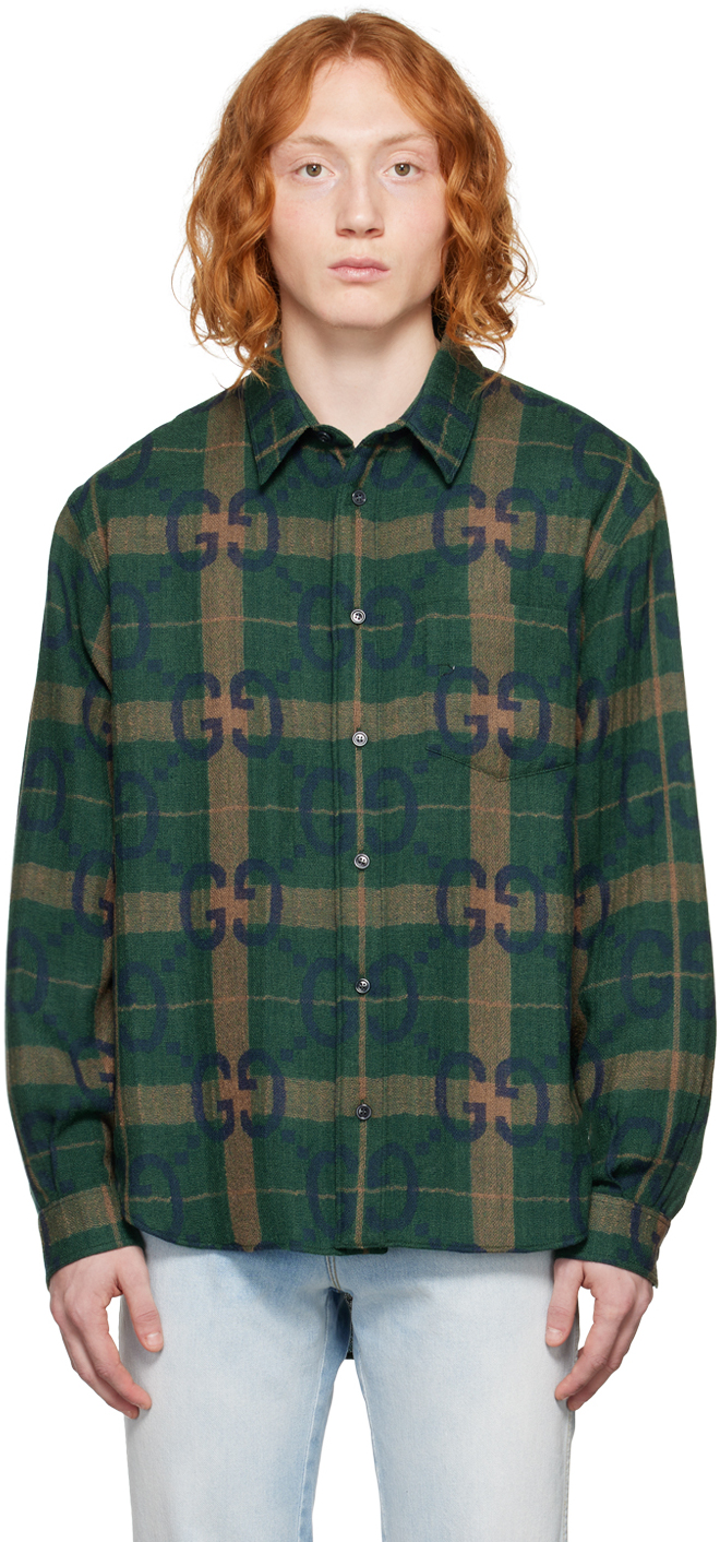 Gucci: Green Check Shirt | SSENSE