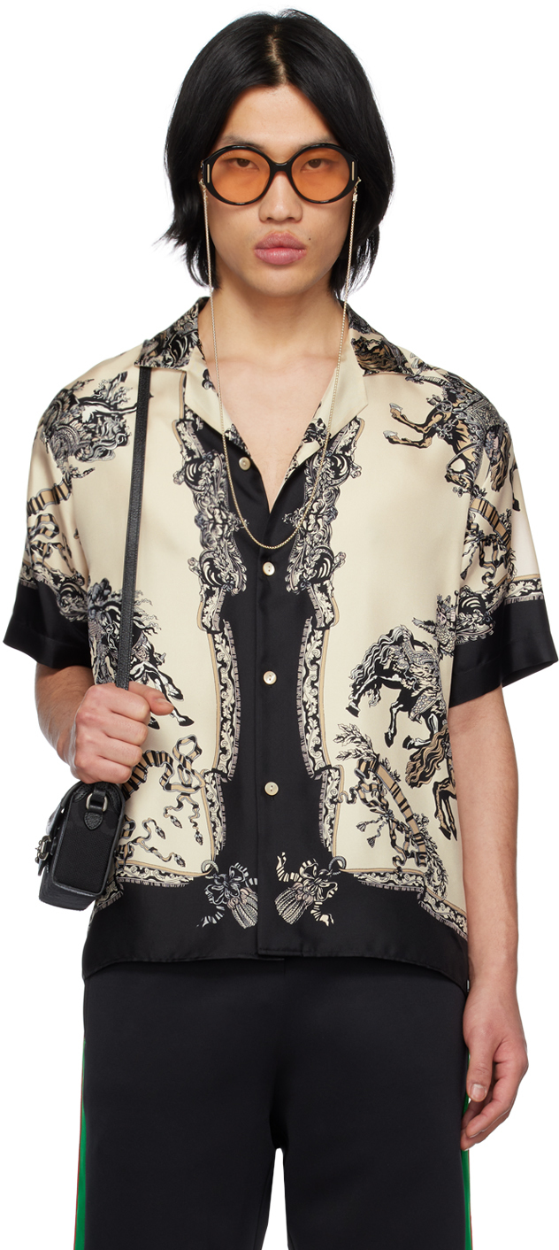 Gucci: Beige Graphic Shirt | SSENSE