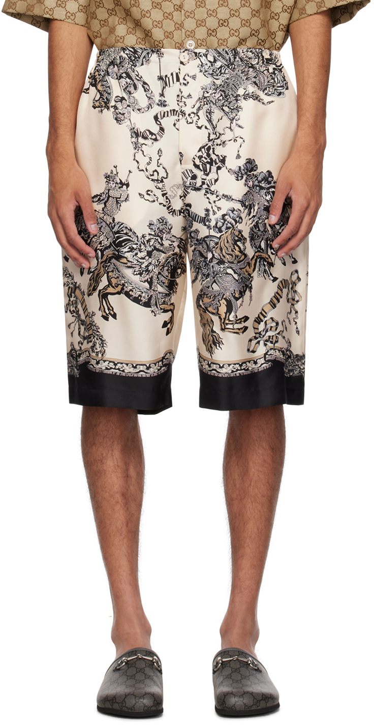 GUCCI OFF-WHITE BUTTON-FLY SHORTS