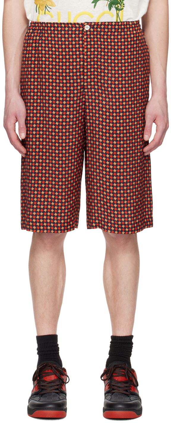 Gucci Shorts Mit Hahnentrittmuster In Blue