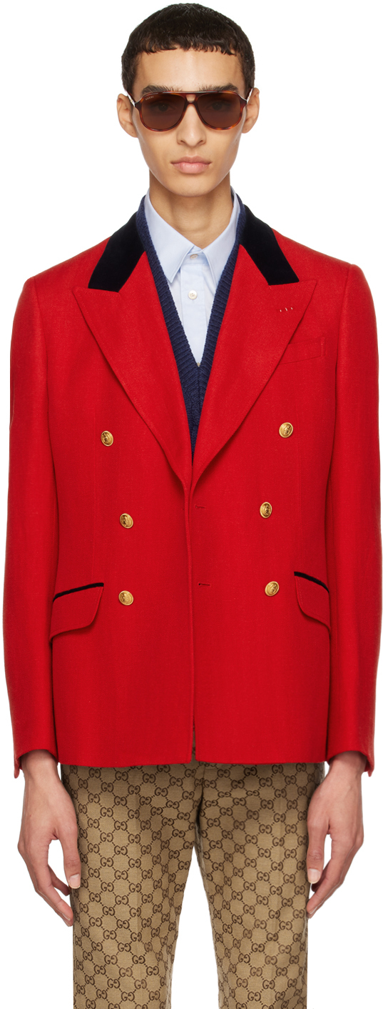 GUCCI RED DOUBLE-BREASTED BLAZER