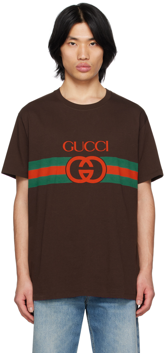 Gucci: Brown Interlocking G T-Shirt | SSENSE