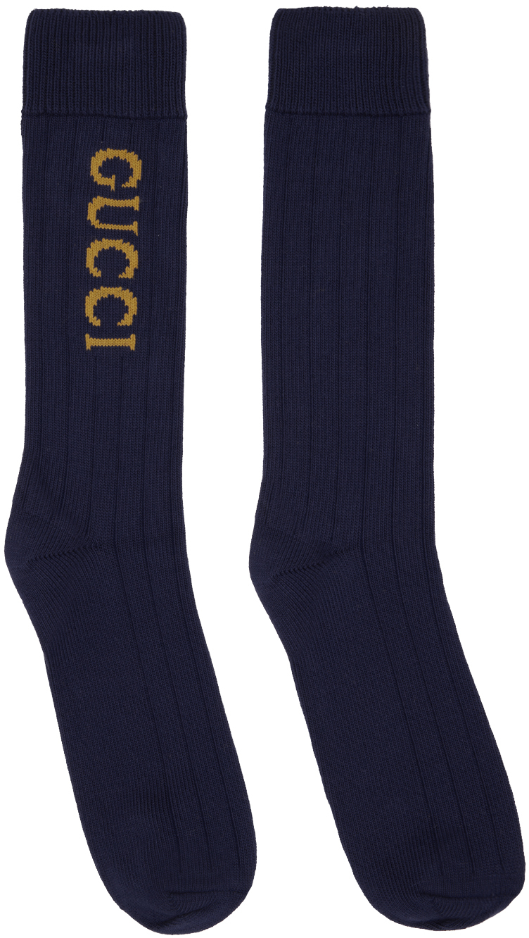 Gucci: Navy Long Socks | SSENSE UK