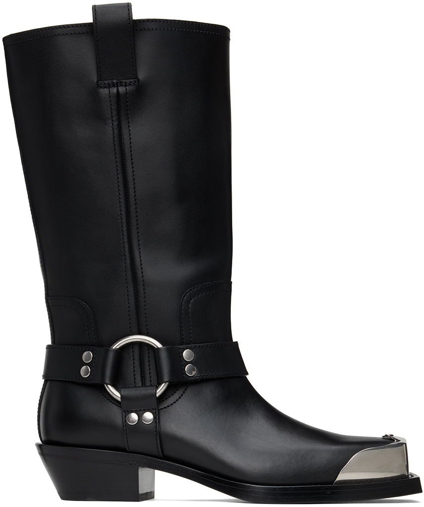 Gucci: Black Harness Boots | SSENSE UK