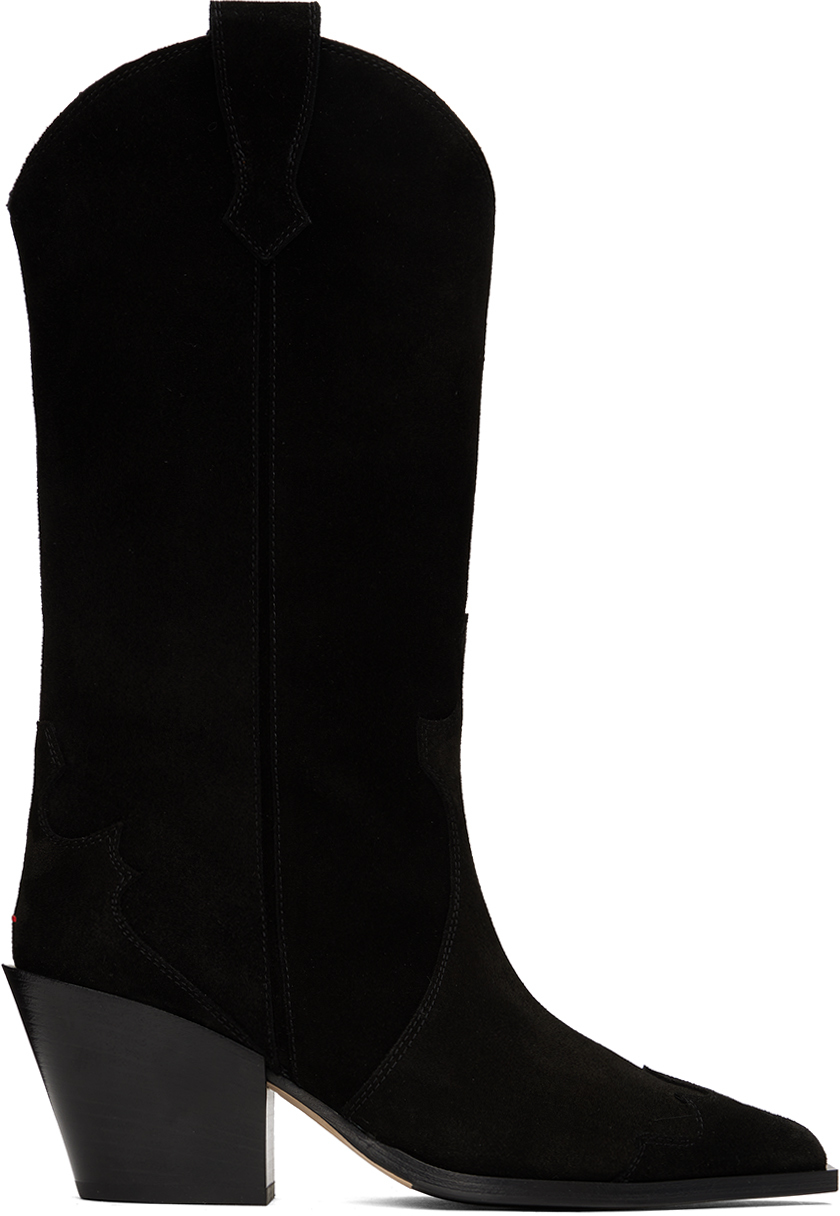 Aeyde 75mm Knee-high Suede Boots In Black