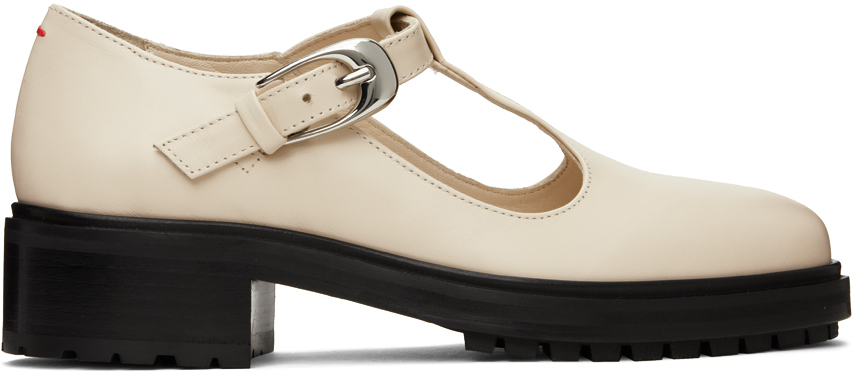 Aeyde Maryjane Leather Loafers In Neutrals