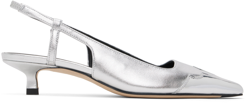 Aeyde: Silver Scarlet Slingback Heels | SSENSE