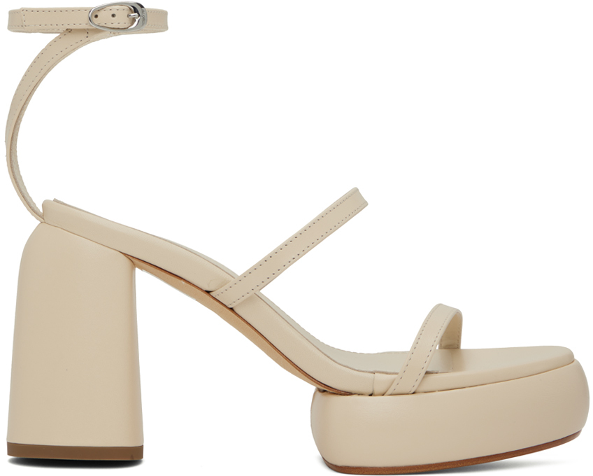Aeyde Off-white Peggy Heeled Sandals In Creamy