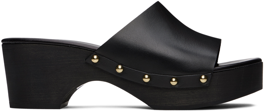 Aeyde Bobbie Studded Leather Platform Clogs In Black