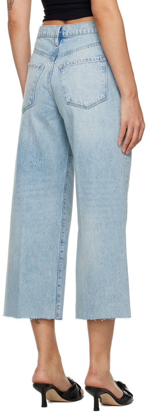 Frame Ali Exposed Button High Waist Raw Hem Crop Wide Leg Jeans In Bilson
