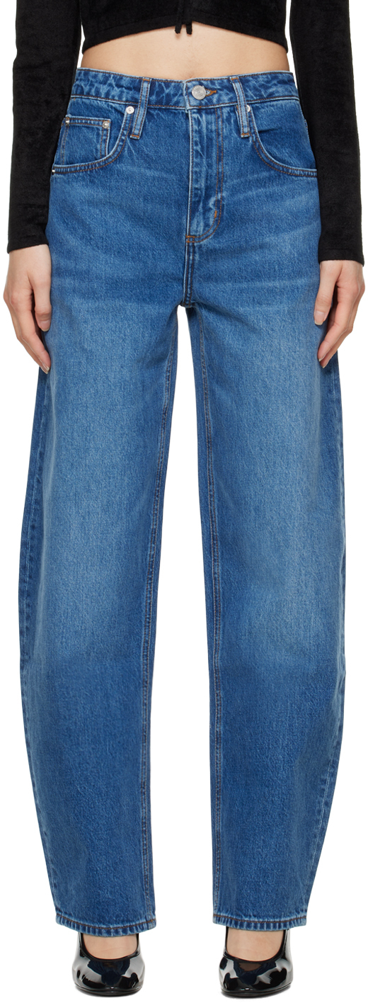 FRAME: Blue Long Barrel Jeans | SSENSE
