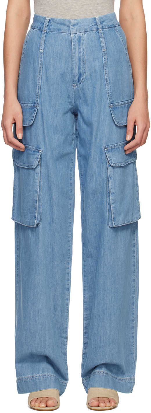 Frame Relaxed Straight Cargo Jeans In Blue